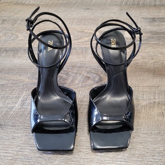 ZARA | Square Open Toe Strappy High Heel Sandals | Sz. 36 - Picture 3 of 8